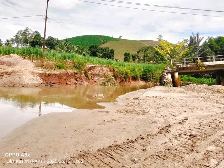 Foto: Jembatan ambruk yang terletak antara Desa Polohungo dan Desa Binajaya, Kecamatan Tolangohula, Kabupaten Gorontalo.